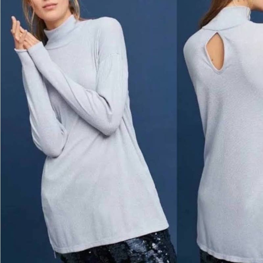 Anthropologie Sparkle Lavender Turtleneck Tunic Small